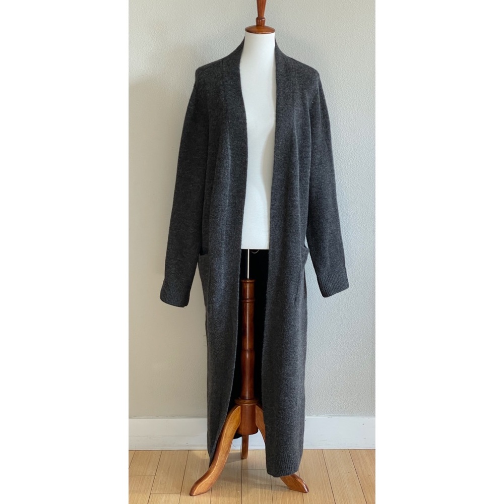ZARA Long Knit Cardigan Coat Gray NWT Size M